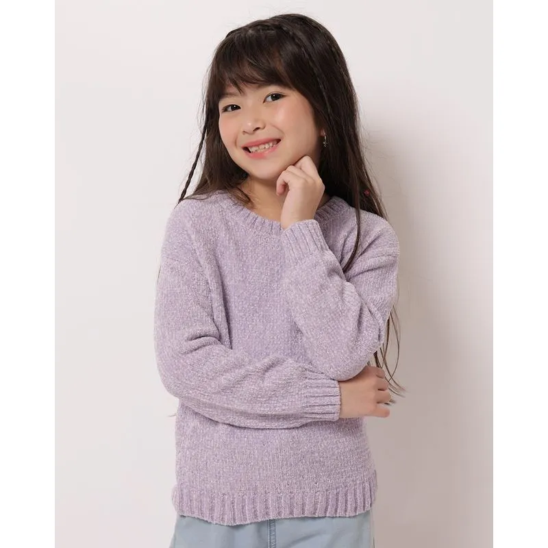 Suéter Tricô Infantil Chenille com Lurex Lilás 6