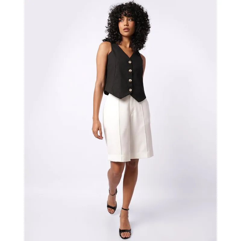 Bermuda Feminina Alfaiataria com Bolsos Off White G