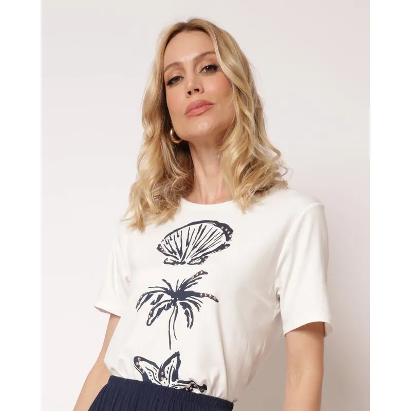 Blusa Feminina Estampa Concha Off White GG