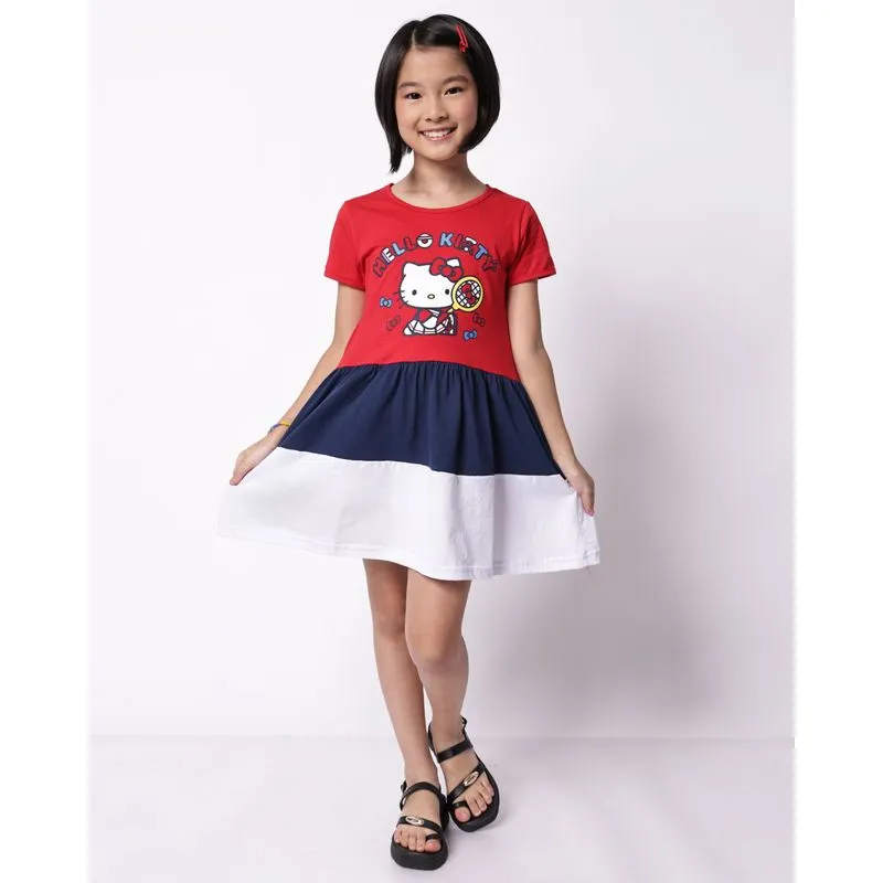 Vestido Infantil Três Marias Hello Kitty Manga Curta Vermelha 8