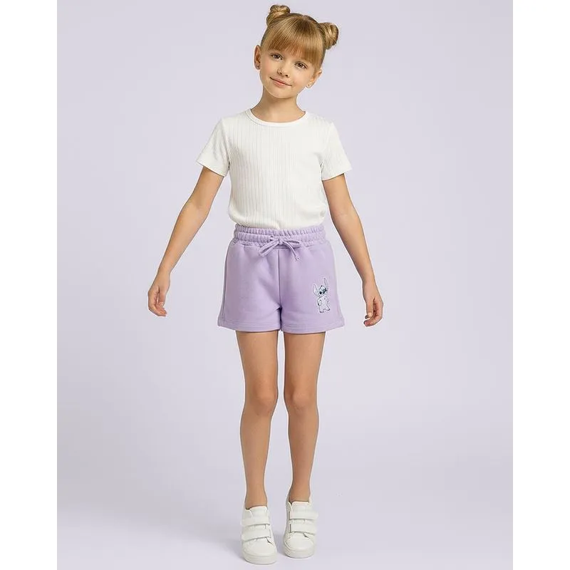 Short Infantil Moletinho Disney Estampa Stitch Lilás 18