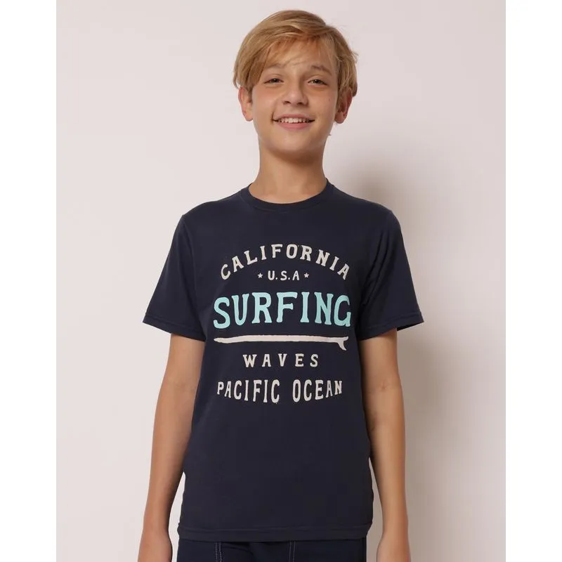 Camiseta Juvenil Algodão com Estampa California Marinho 10