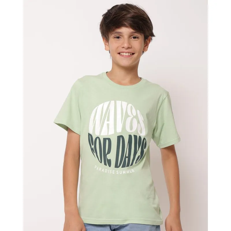 Camiseta Juvenil Algodão Manga Curta Estampa Frontal Verde 10