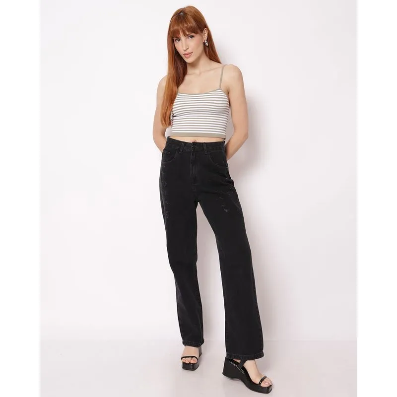 Calça Jeans Feminina com Aplicação Brilho Preta 36
