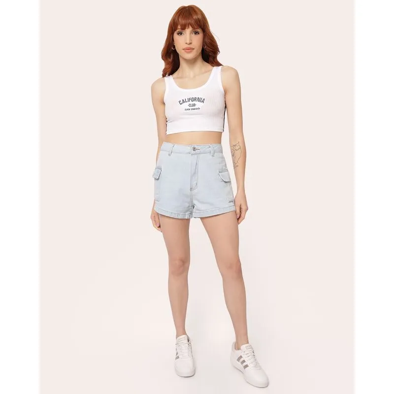 Short Jeans Feminino Cargo Azul 46