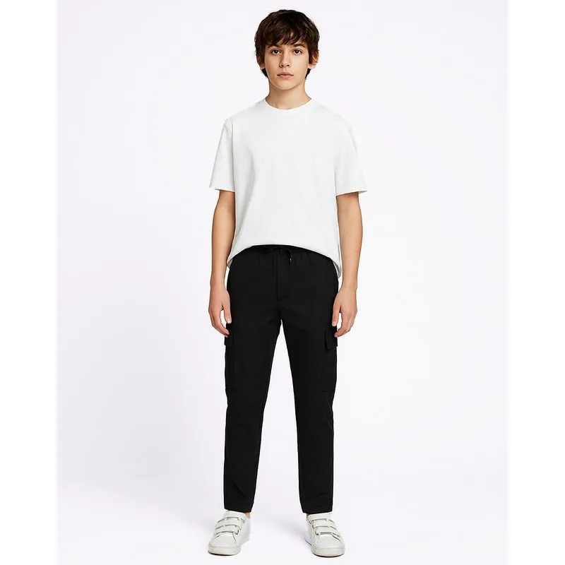 Calça Juvenil Bolso Cargo Preta 12