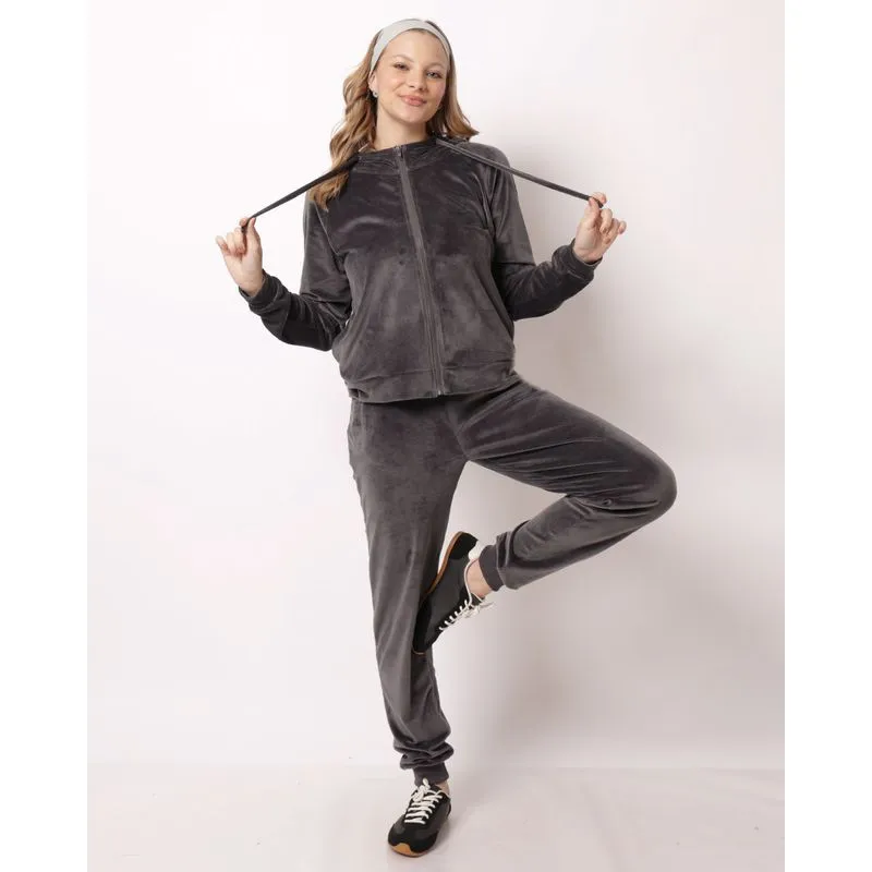 Calça Moletom Feminino Plush Reta Cinza G
