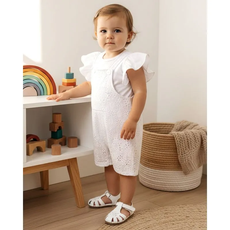 Conjunto Bebê Macaquinho Algodão Laise Branco M