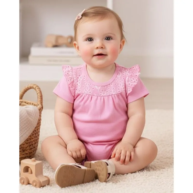 Body Bebê Decote Laise Manga Curta Rosa P