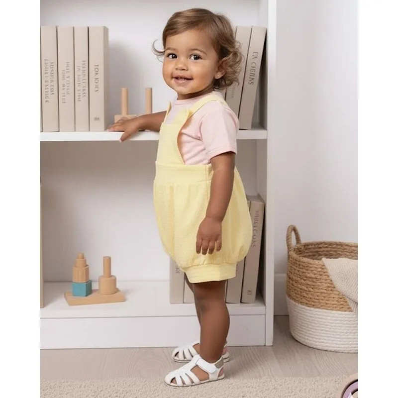 Conjunto Jardineira Bebê Texturizado com Botões Amarelo P