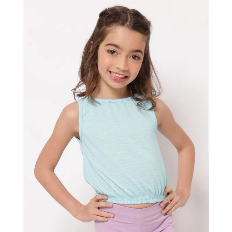 Regata Infantil Cropped Texturizada Azul 10