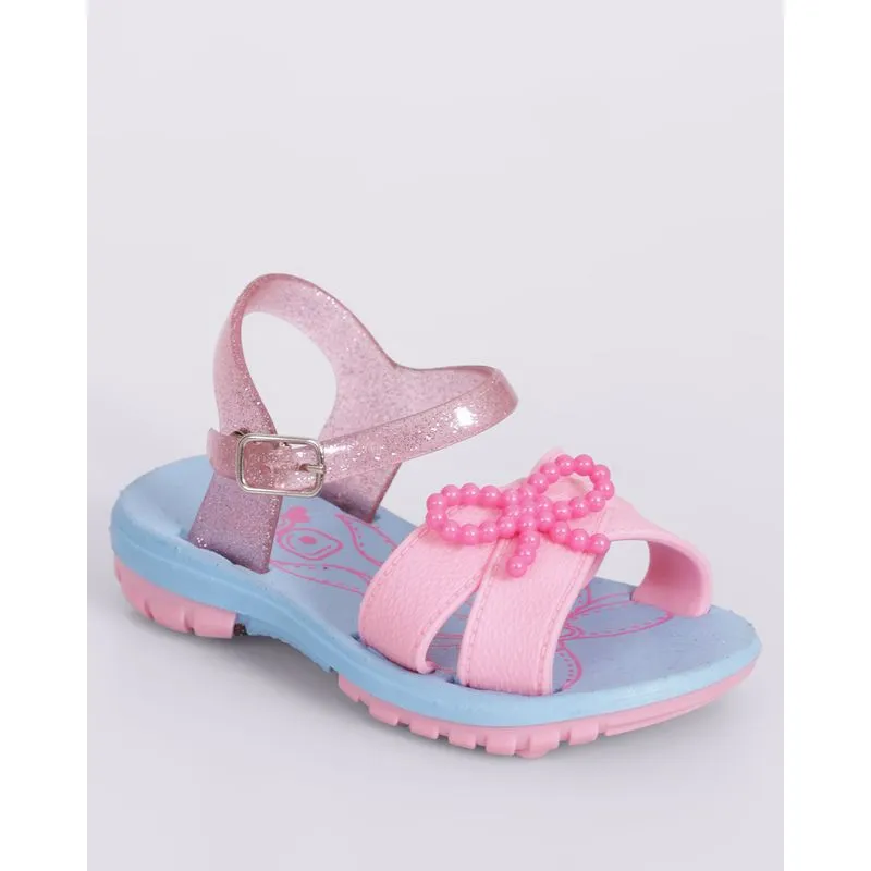 Sandália Bebê Papete com Laço Pérolas Rosa 21/22