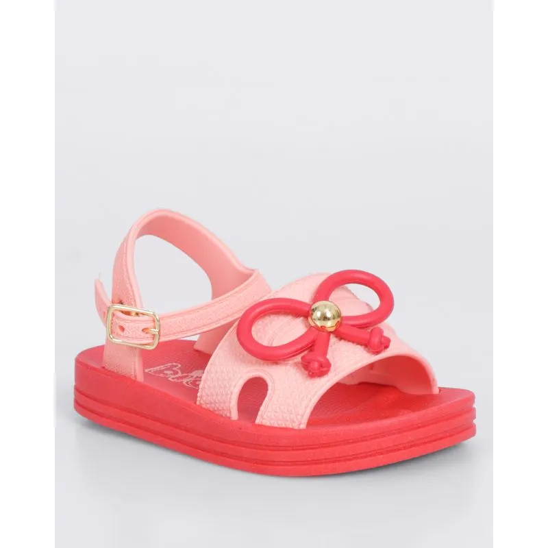 Sandália Bebê Bicolor com Aplicação Lacinho Rosa 21/22