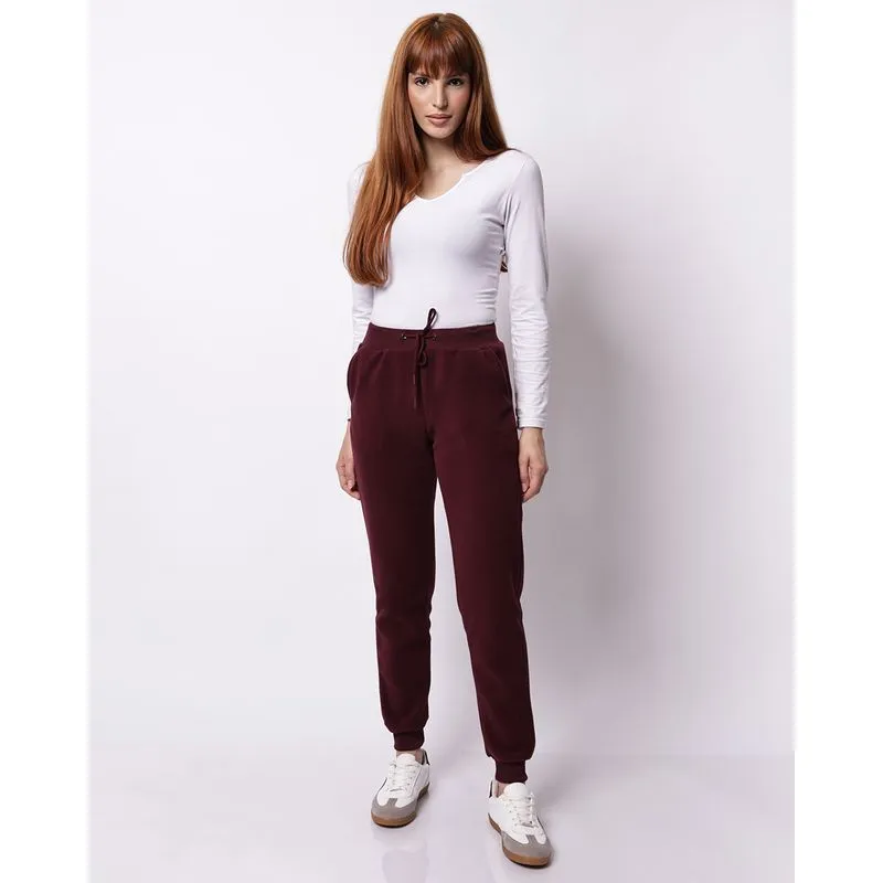 Calça Feminina Jogger Básica Fleece Vinho G