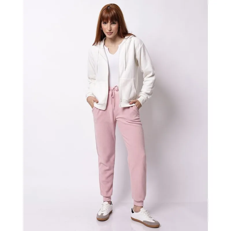 Calça Feminina Jogger Básica Fleece Rosa P