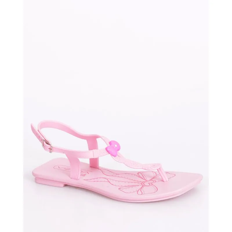 Sandália Infantil Rasteira Aplique Lacinho Rosa 25/26