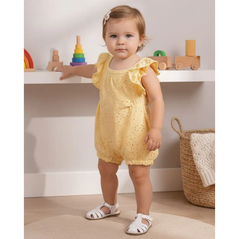 Macaquinho Bebê Curto Laise com Babado Amarelo P