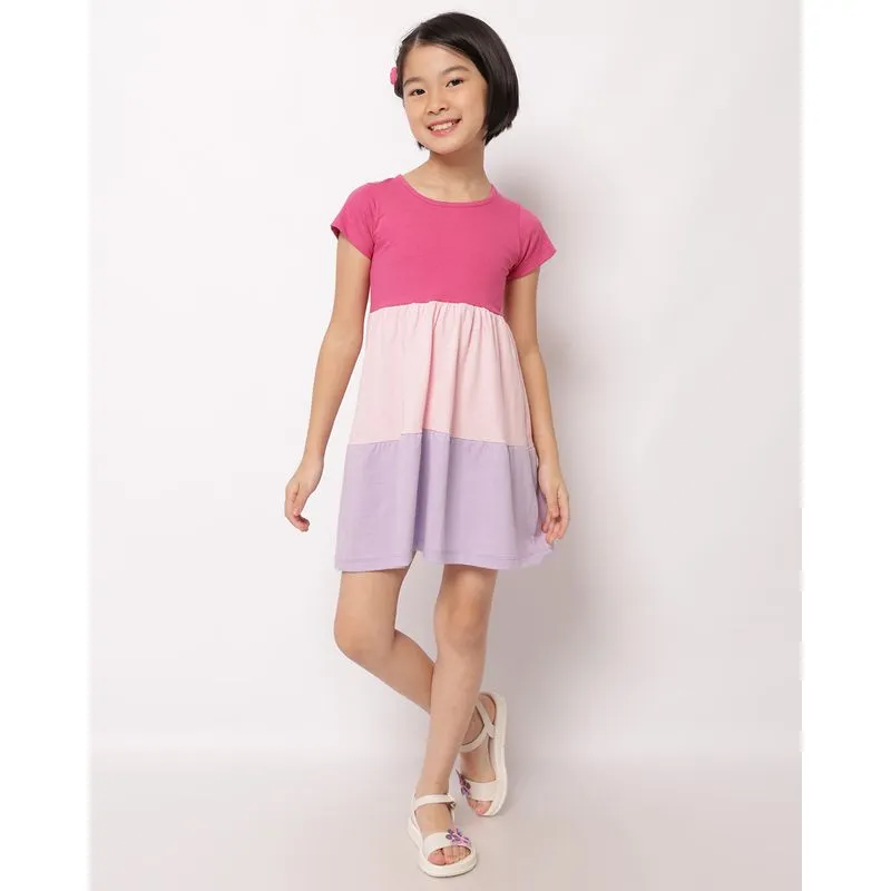 Vestido Infantil Algodão Curto Três Marias Manga Curta Rosa 8
