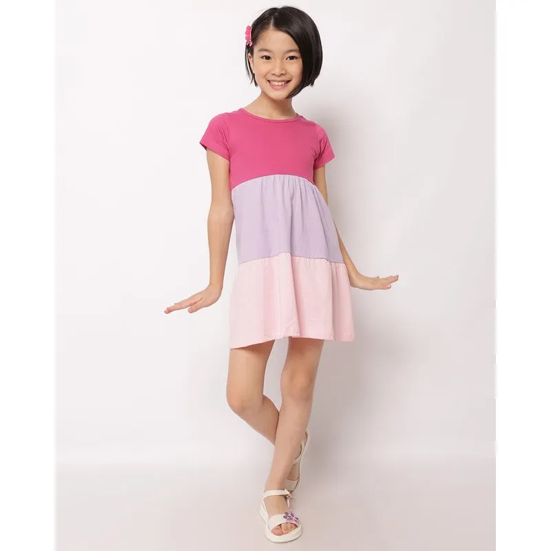Vestido Infantil Algodão Curto Três Marias Manga Curta Rosa 4