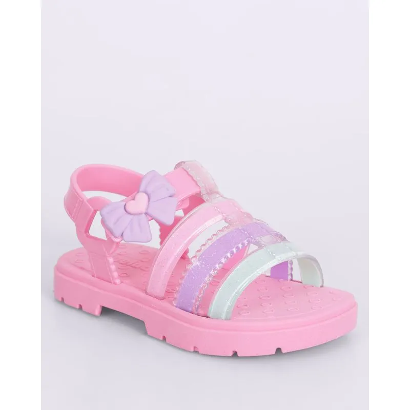 Sandália Bebê com Glitter Aplicação Lacinho Rosa 25/26