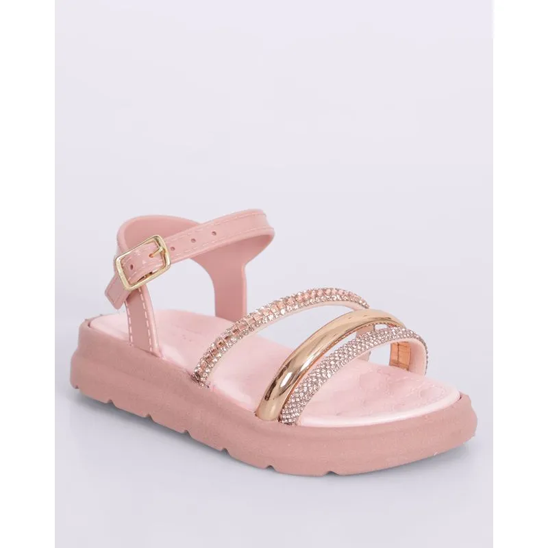 Sandália Bebê Tratorada Tiras com Strass Rosa 27/28