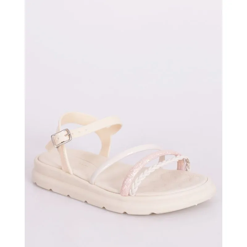 Sandália Infantil Luelua Tiras com Glitter Off White 27/28