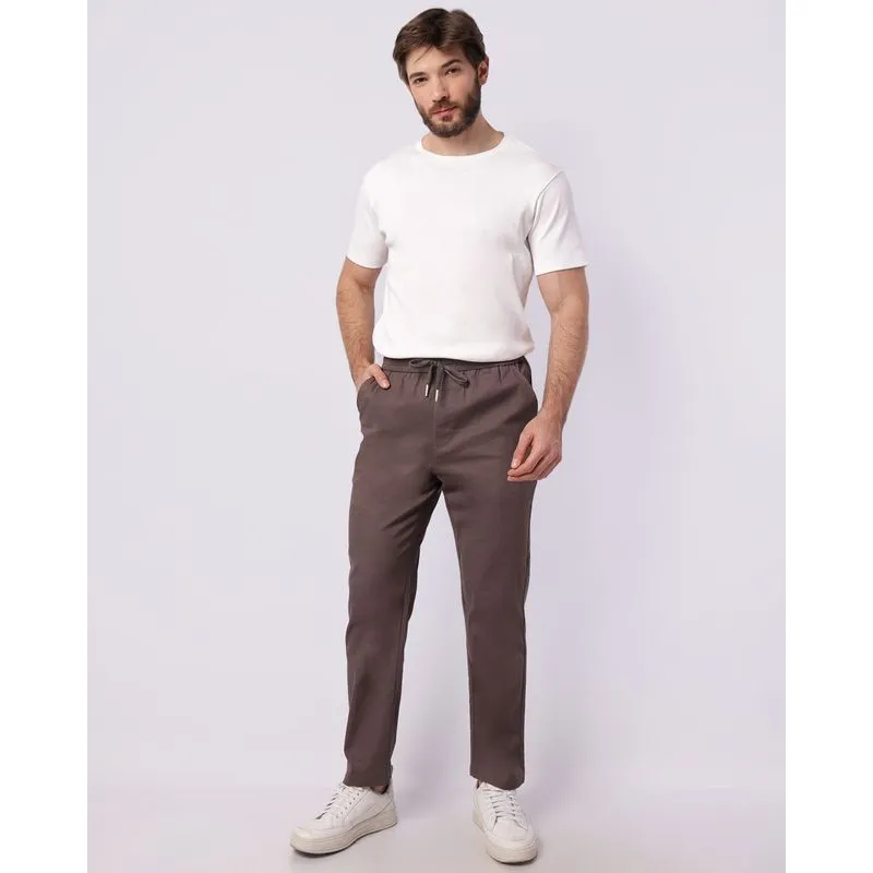 Calça Masculina Reta com Cordão Cinza 46