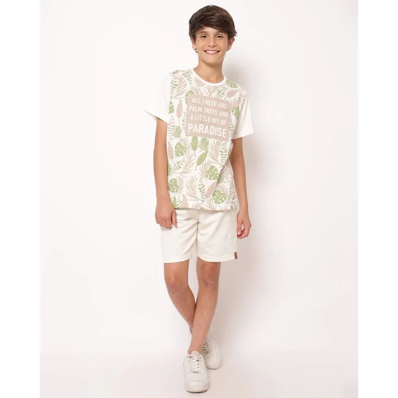 Bermuda Juvenil Reta Texturizada com Recortes Off White 8
