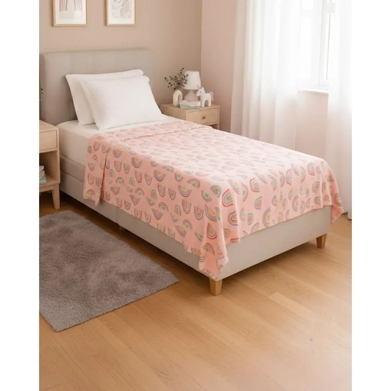 Manta Infantil Fleece Arte & Cazza Estampa Arco-Íris Rosa UN