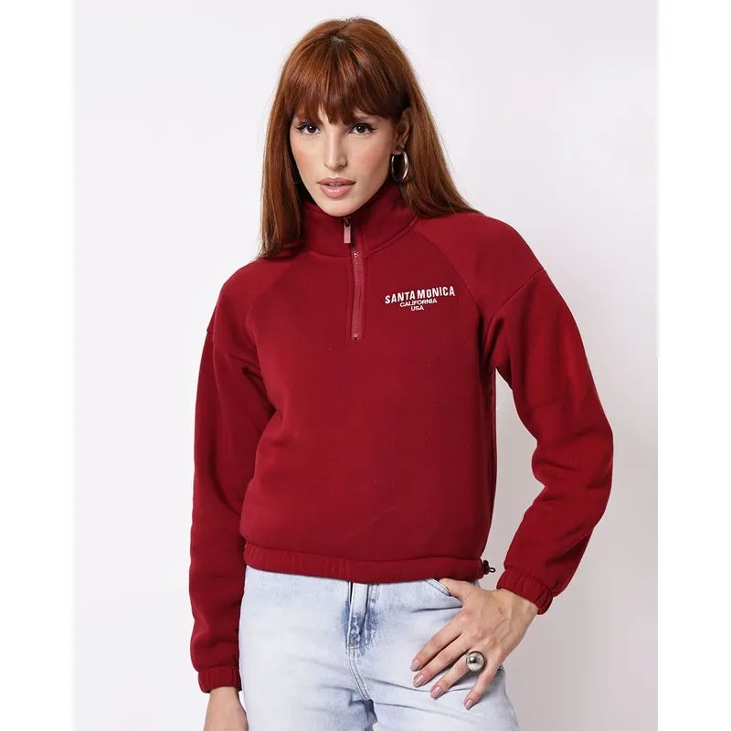 Blusão Moletom Feminino com Bordado Vermelho M