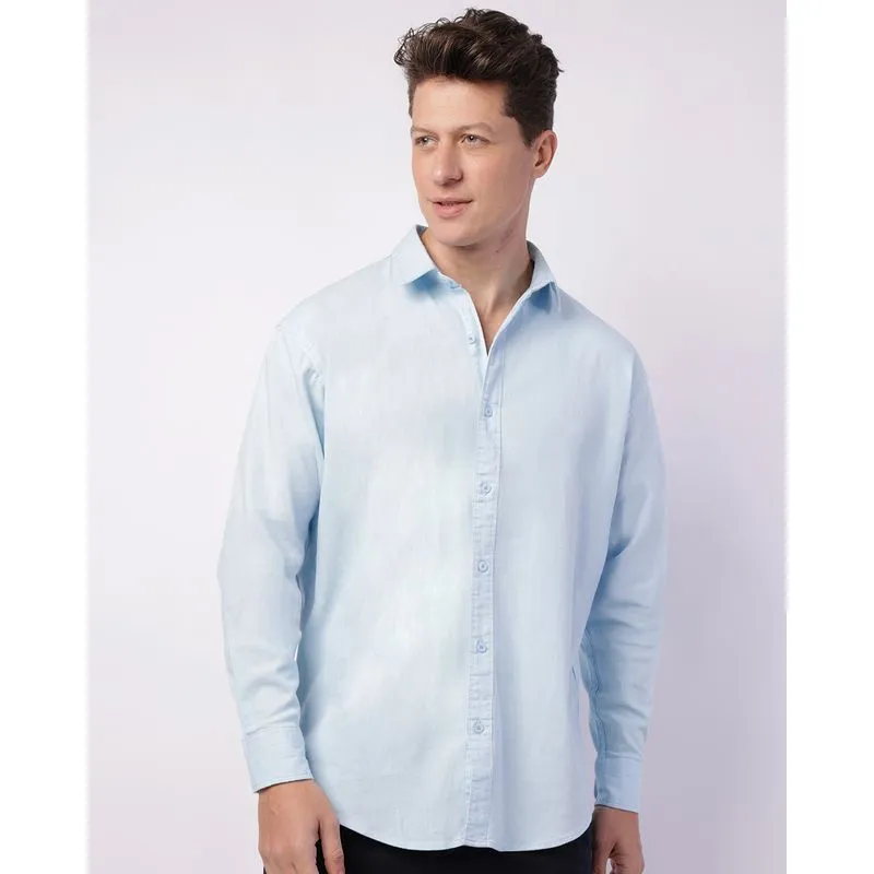 Camisa Masculina Manga Longa Azul P