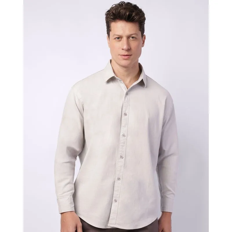 Camisa Masculina Manga Longa Cinza GG