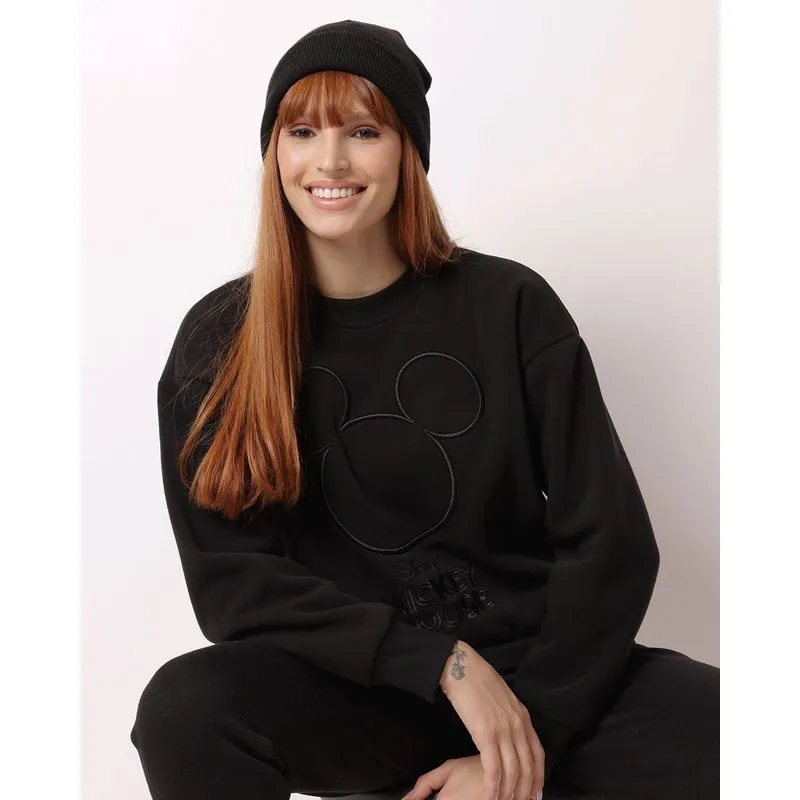 Blusão Moletom Feminino Disney Mickey Preto G