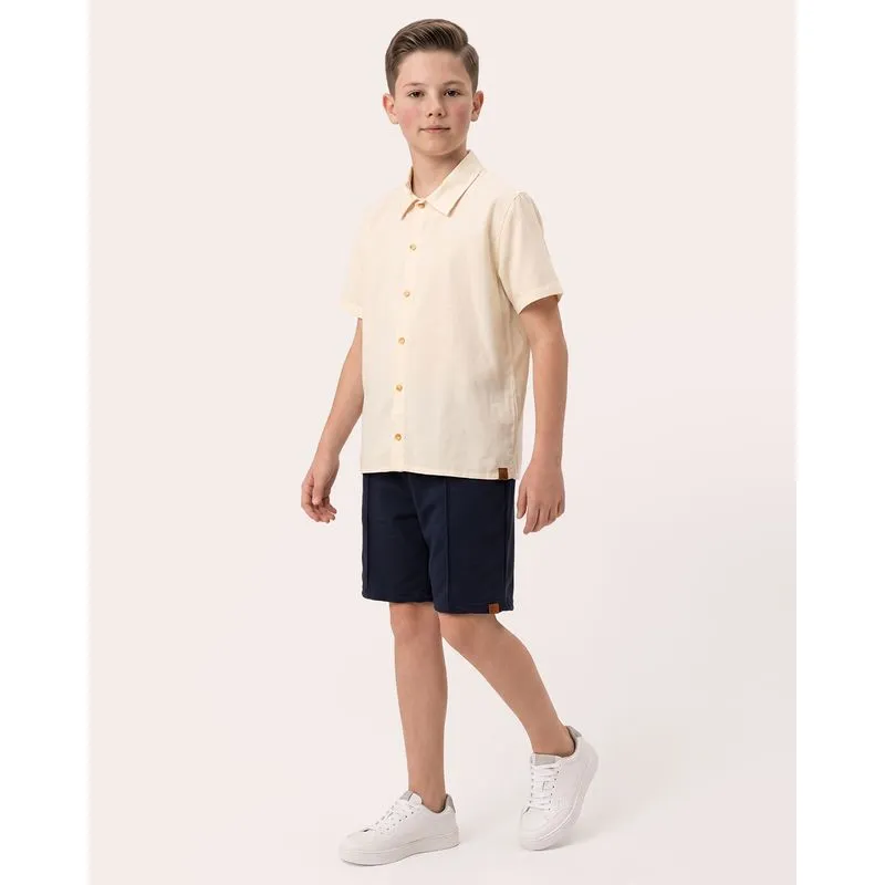 Bermuda Juvenil Moletinho Liso com Bolsos Marinho 16