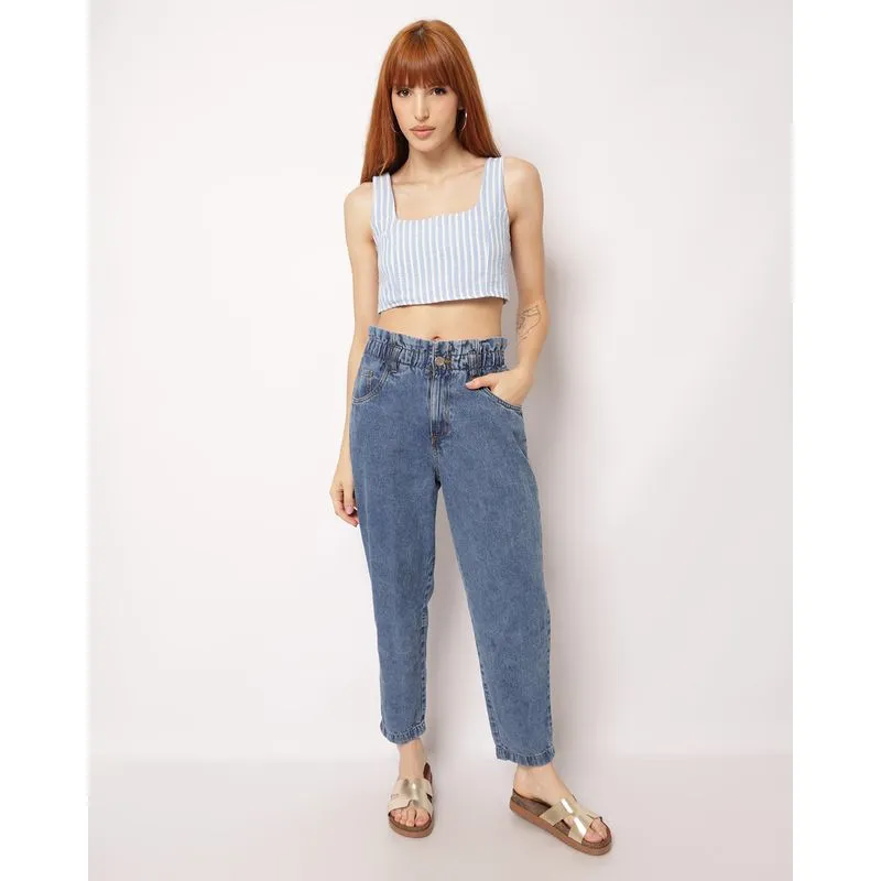 Calça Jeans Feminina Clochard com Bolsos Azul 42