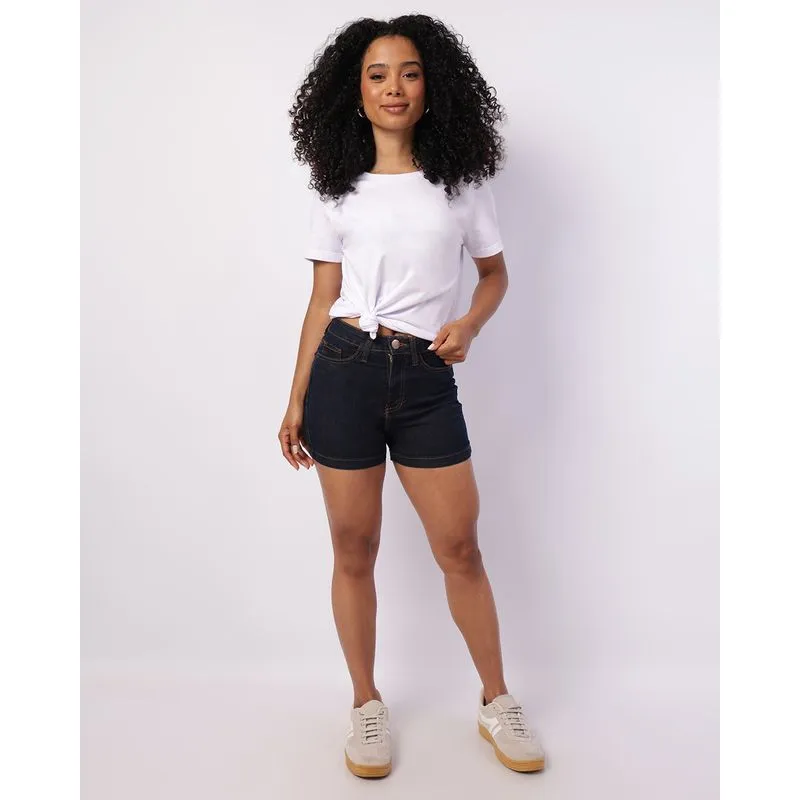 Short Jeans Feminino Básico Azul 44