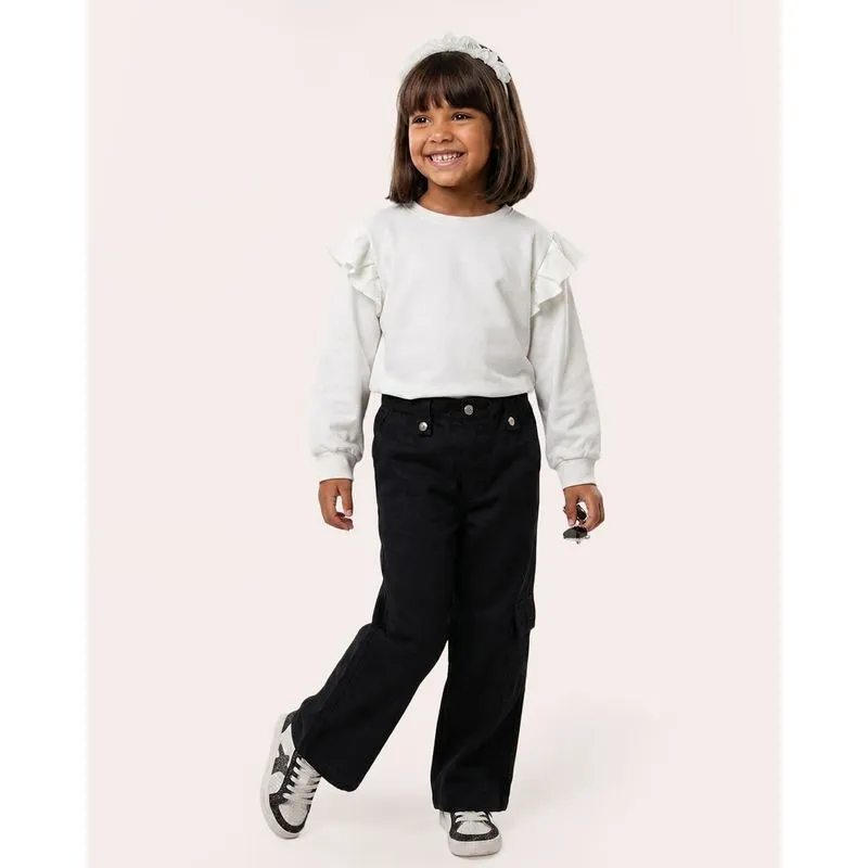 Calça Sarja Infantil Reta com Bolso Cargo Stopper Preta 8
