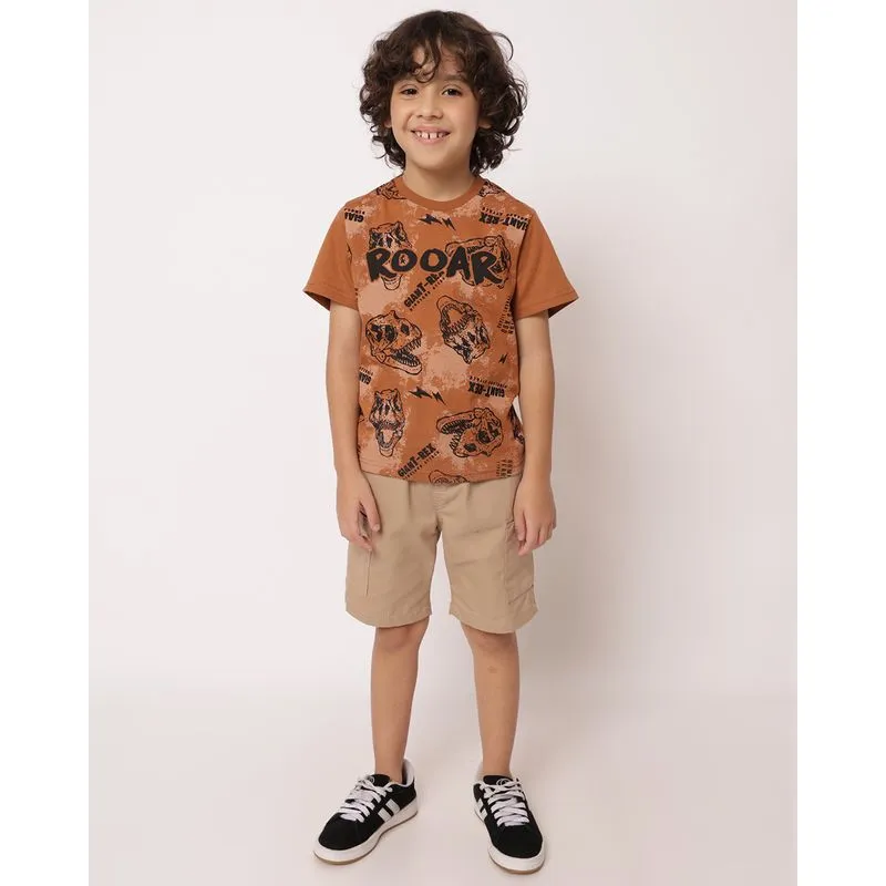 Bermuda Sarja Infantil com Bolsos Cargo Regulador Bege 8