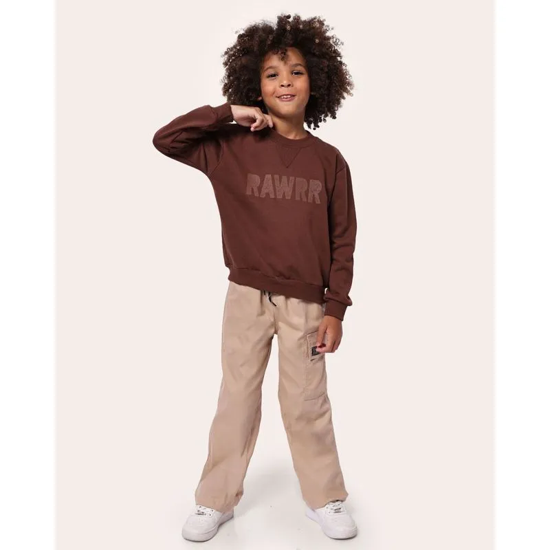 Calça Sarja Infantil Cargo Algodão Bege 6