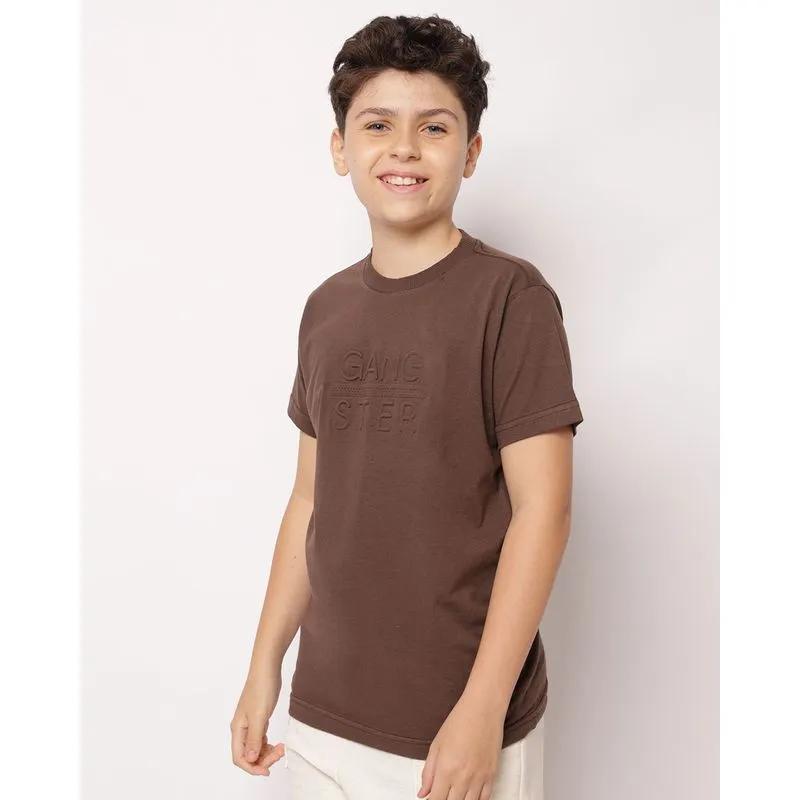 Camiseta Juvenil Algodão Gangster com Estampa Marrom 12