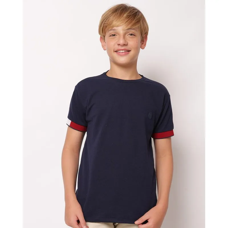 Camiseta Juvenil Texturizada Manga Curta Marinho 16