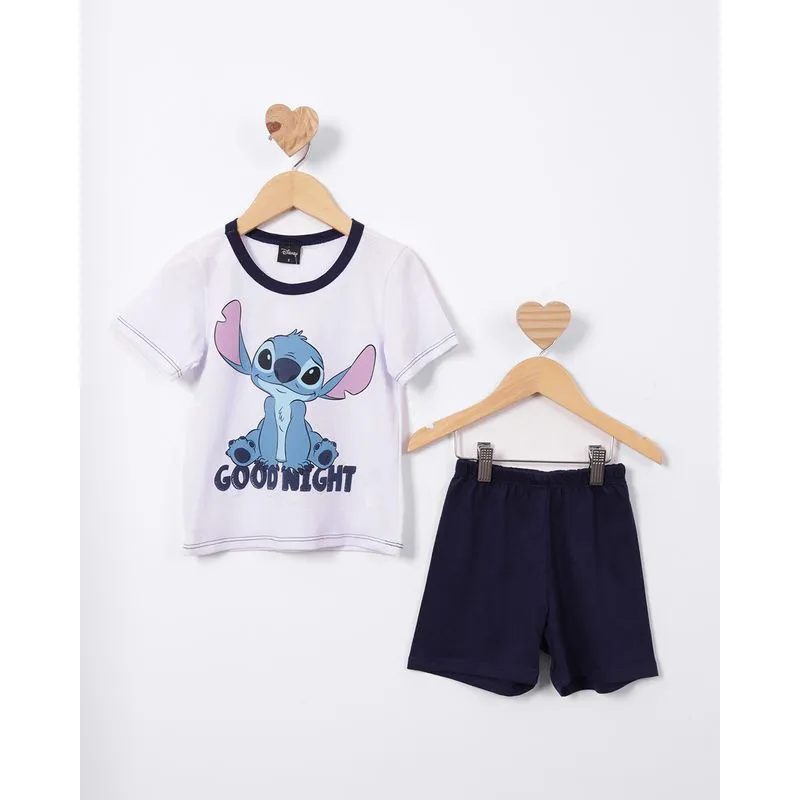 Pijama Bebê Curto Algodão Disney Stitch Marinho 3