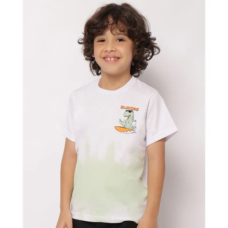 Camiseta Infantil Algodão Degradê Manga Curta Branca 8