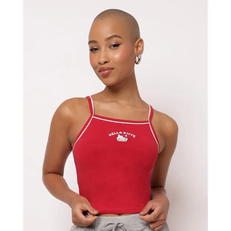 Blusa Feminina Cropped Alcinha Hello Kitty Vermelha G