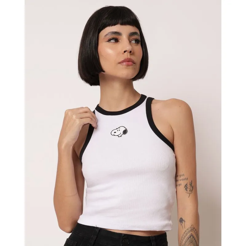 Regata Cropped Feminina Peanuts Snoopy Branca P