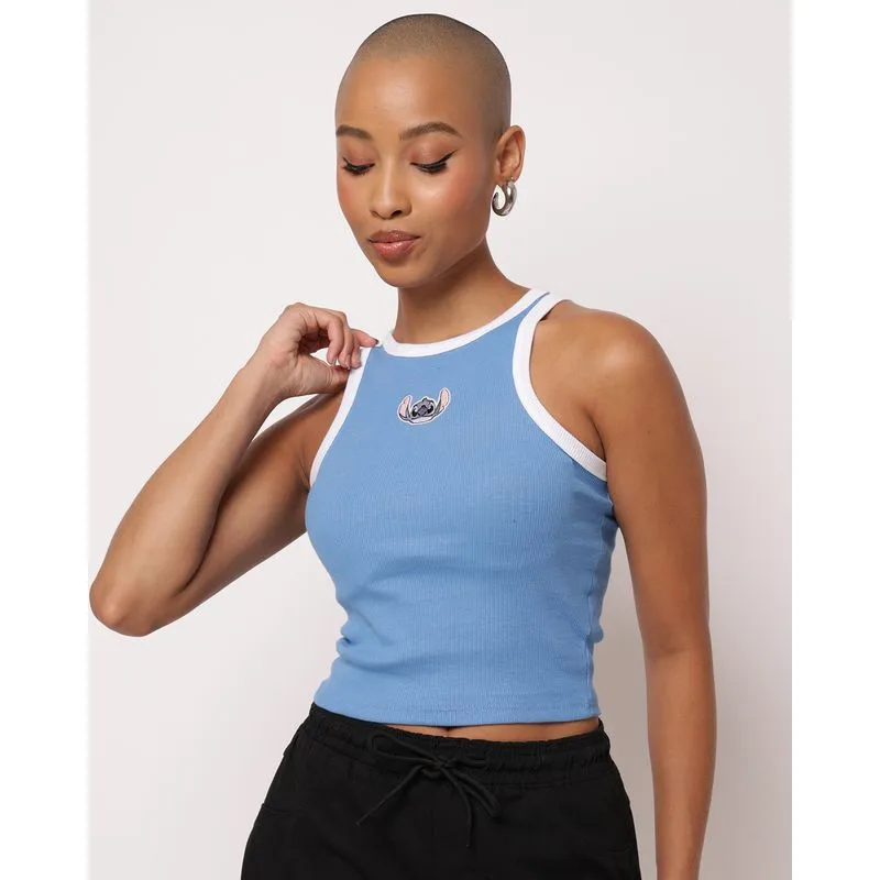 Regata Feminina Canelada Disney Stitch Azul P