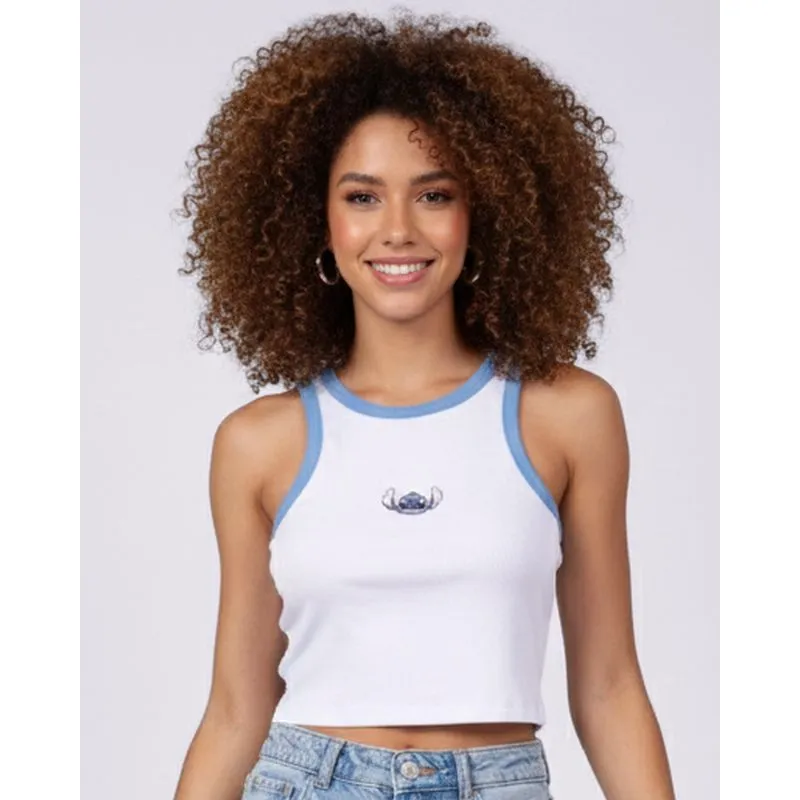Regata Feminina Canelada Disney Stitch Branca P