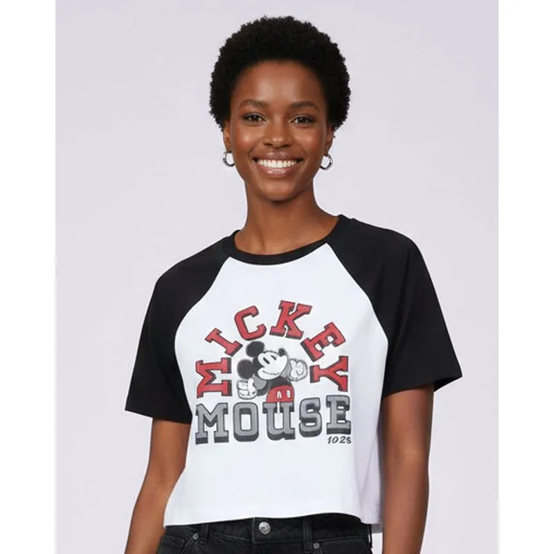 Camiseta Cropped Feminina Disney Mickey Branca GG