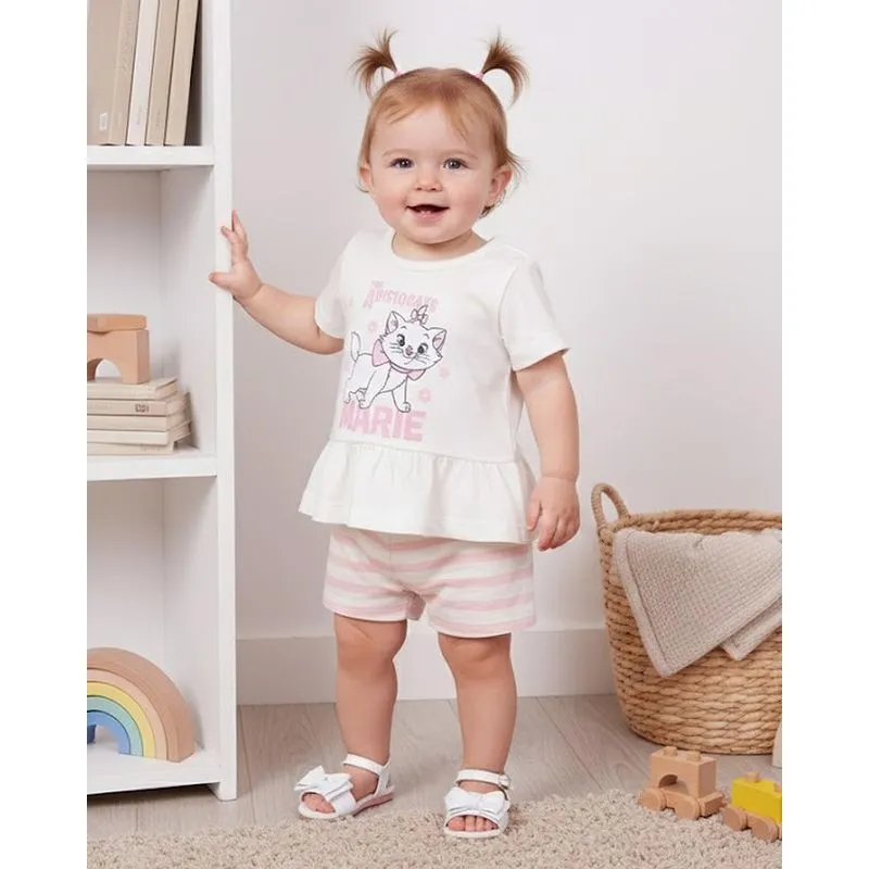 Conjunto Bebê Algodão Estampa Disney Marie Off White P