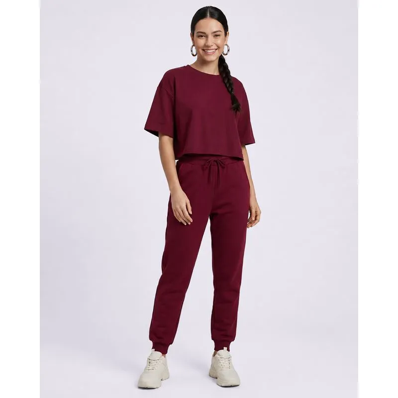 Calça Moletom Feminina Reta com Bolso Vermelha M